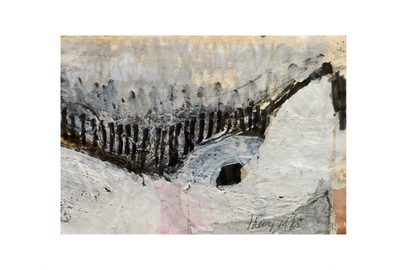 WONG Keen_Silent Night 7, 1968, Ink and colour on paper collage, 24 x 34 cm. Image credit artcommune gallery