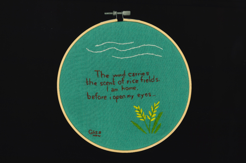 Embroidered poetry with flowers