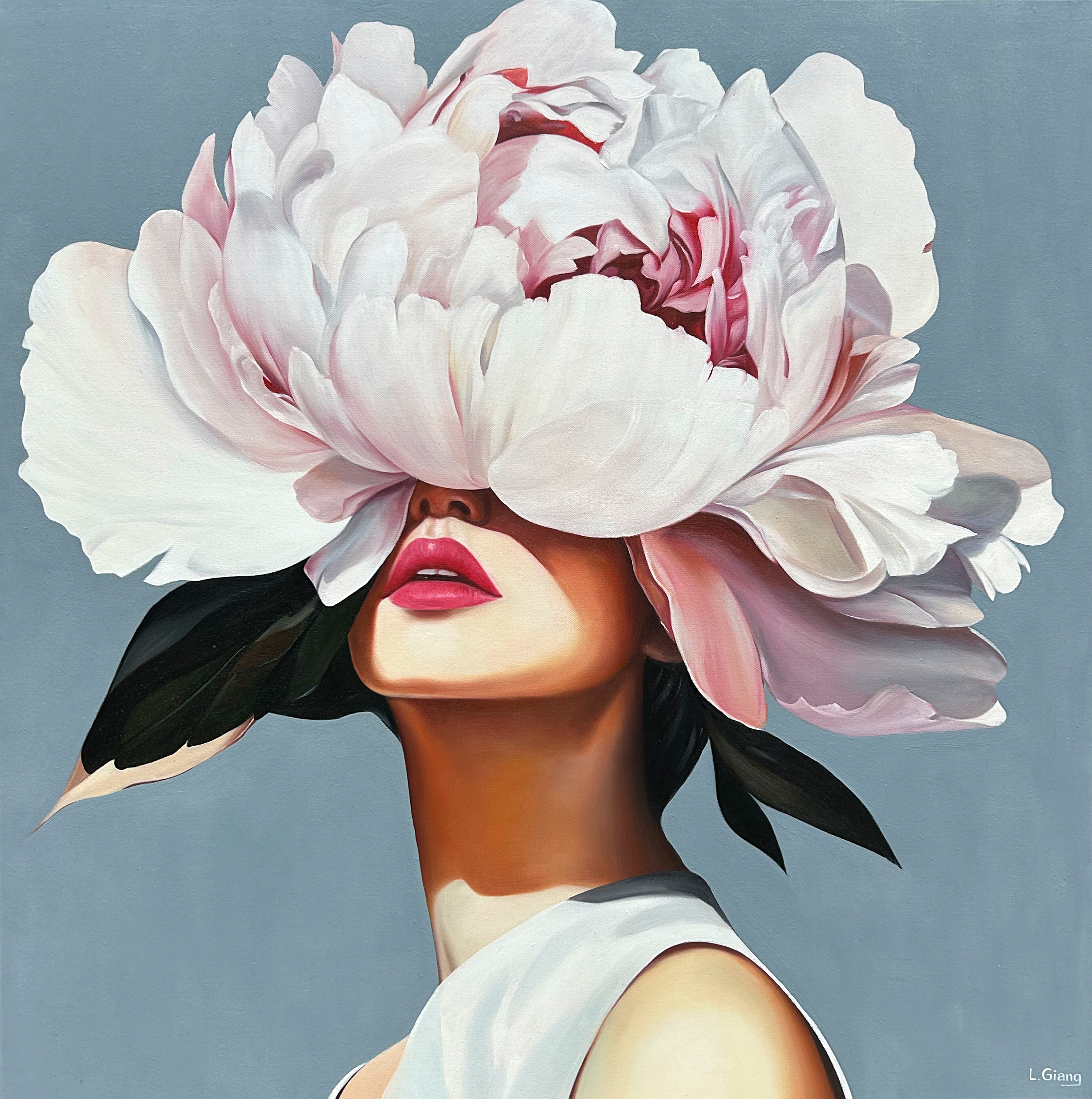 Artist name: River Luong Title: Gaze Averted Year: 2025 Medium: Oil on canvas